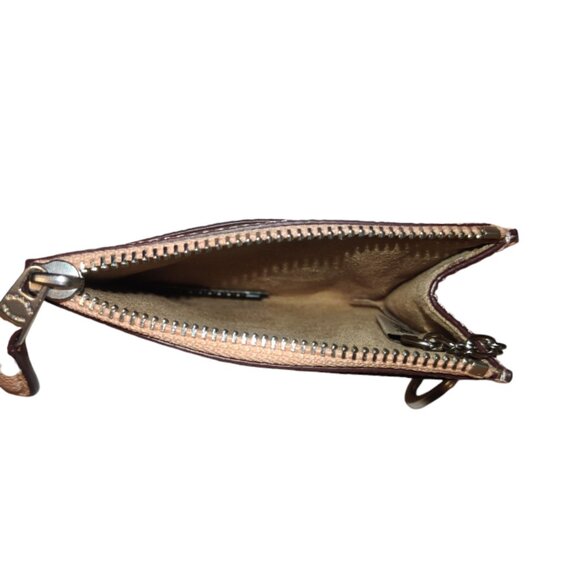 Coach Mini Skinny ID Coin Zip Wallet Keychain Blush Pink Silver - Picture 3 of 4